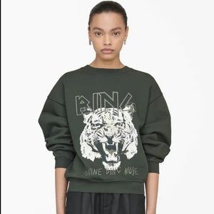 Anine Bing Tiger Sweatshirt in Forest Green